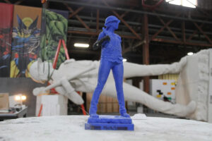 3d-printed maquette statue, Scout for CONEXPO 2020