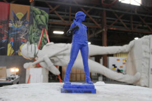 3d-printed maquette statue, Scout for CONEXPO 2020