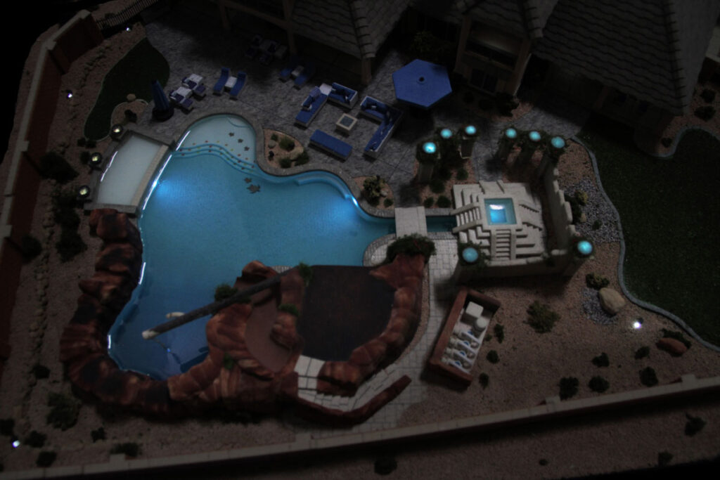 LED lit residential pool model
