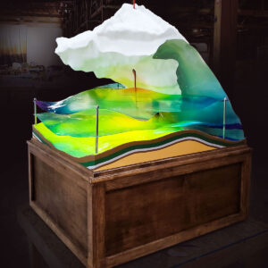 This is a 3D diorama display of a underwater salt formation located in the Caribbean ocean.