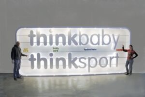Boxed large letters think baby think sport with LED lights