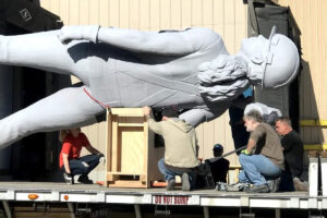 Largest 3D Printed Statue in the World being loaded onto flatbed