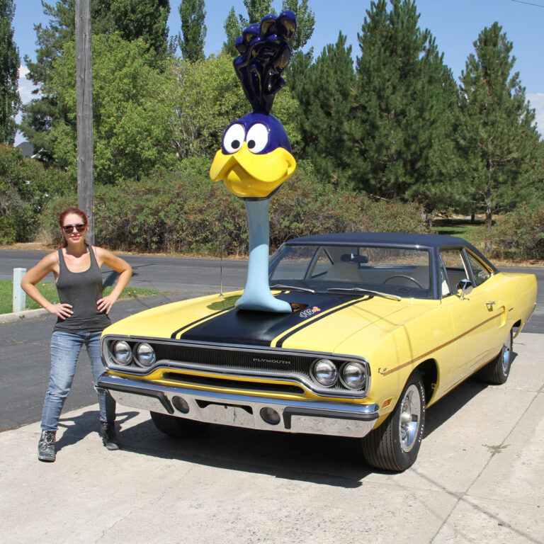 Warner Bros Road Runner Character Model on top a Car