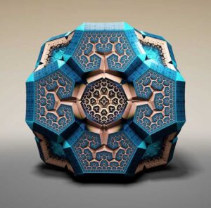 3d art of a cube with a fractal pattern