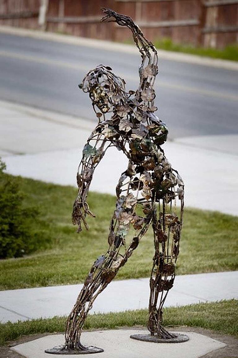 3d art of a dancer made of metal