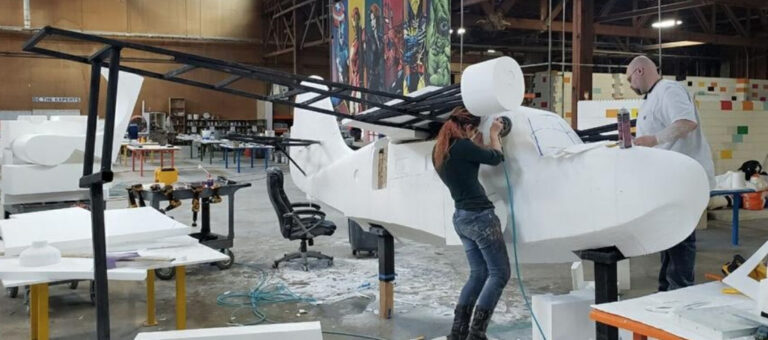 Grumman Goose Seaplane foam being attached and carved