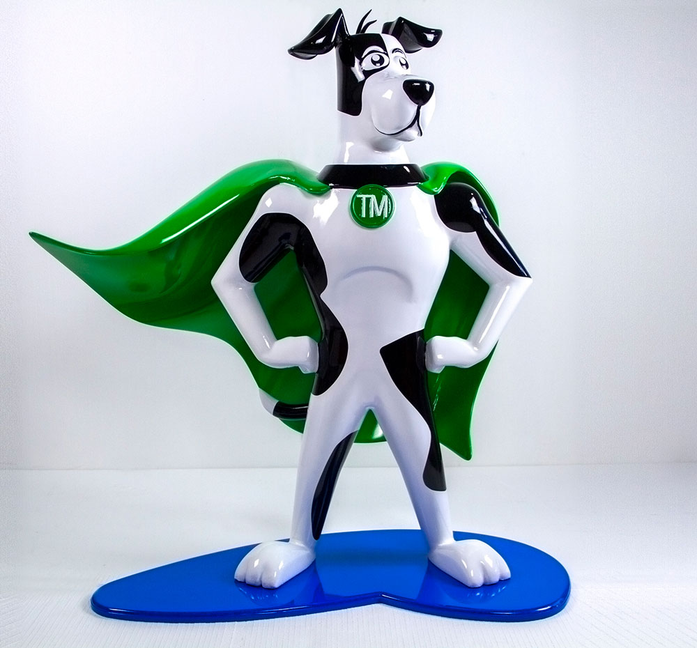 TurfMutt superhero mascot statue