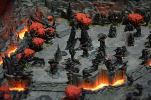 Video Game diorama model of Dota 2 Dire base lava