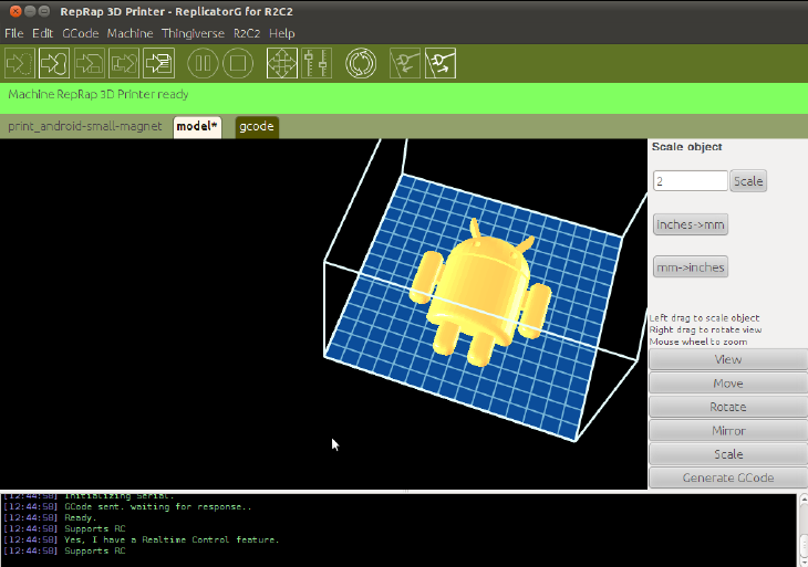 ReplicatorG 3D modeling Software