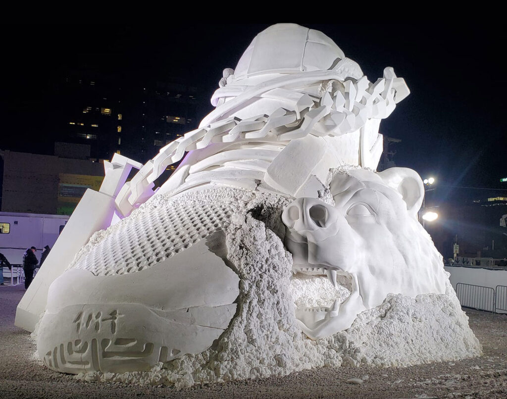 Giant 30' x 50' foam shoe sculpture made for the NIKE Ja Morant shoe release during NBA All Star 2023