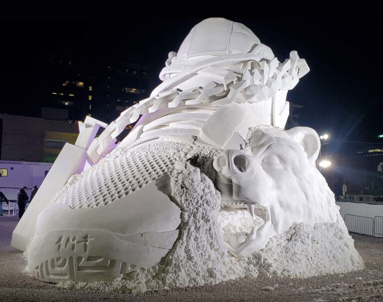shoe snow sculpture