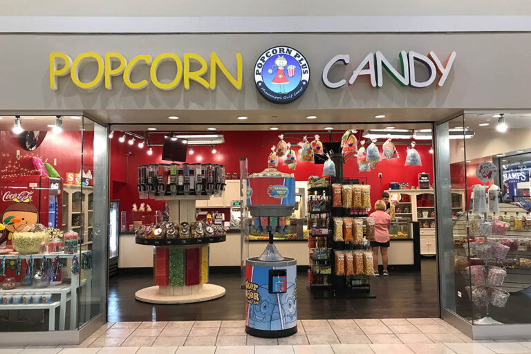Large popcorn and candy trade show display