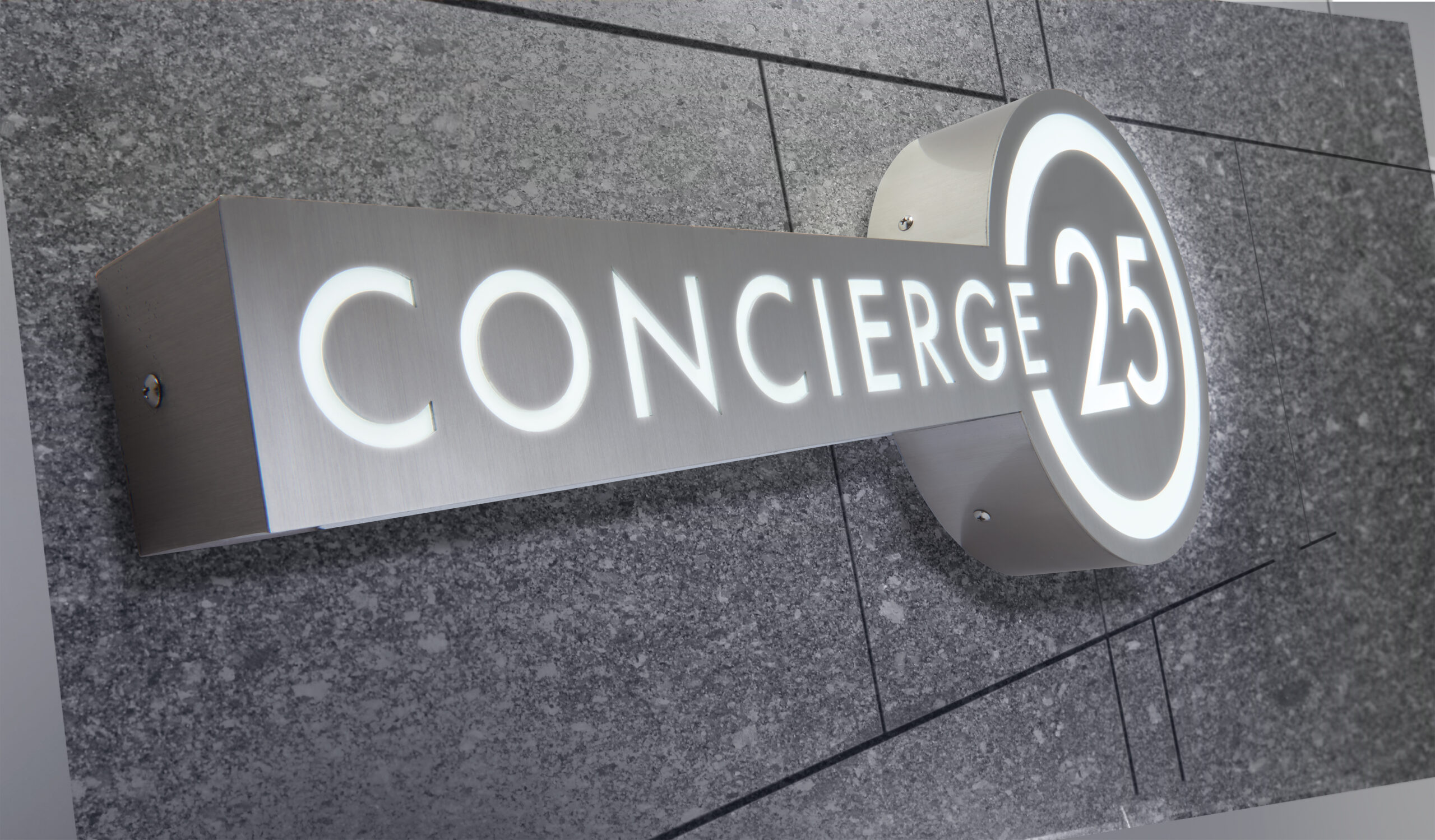 Fabricated Metal Illuminated Signage Face Lit - Concierge