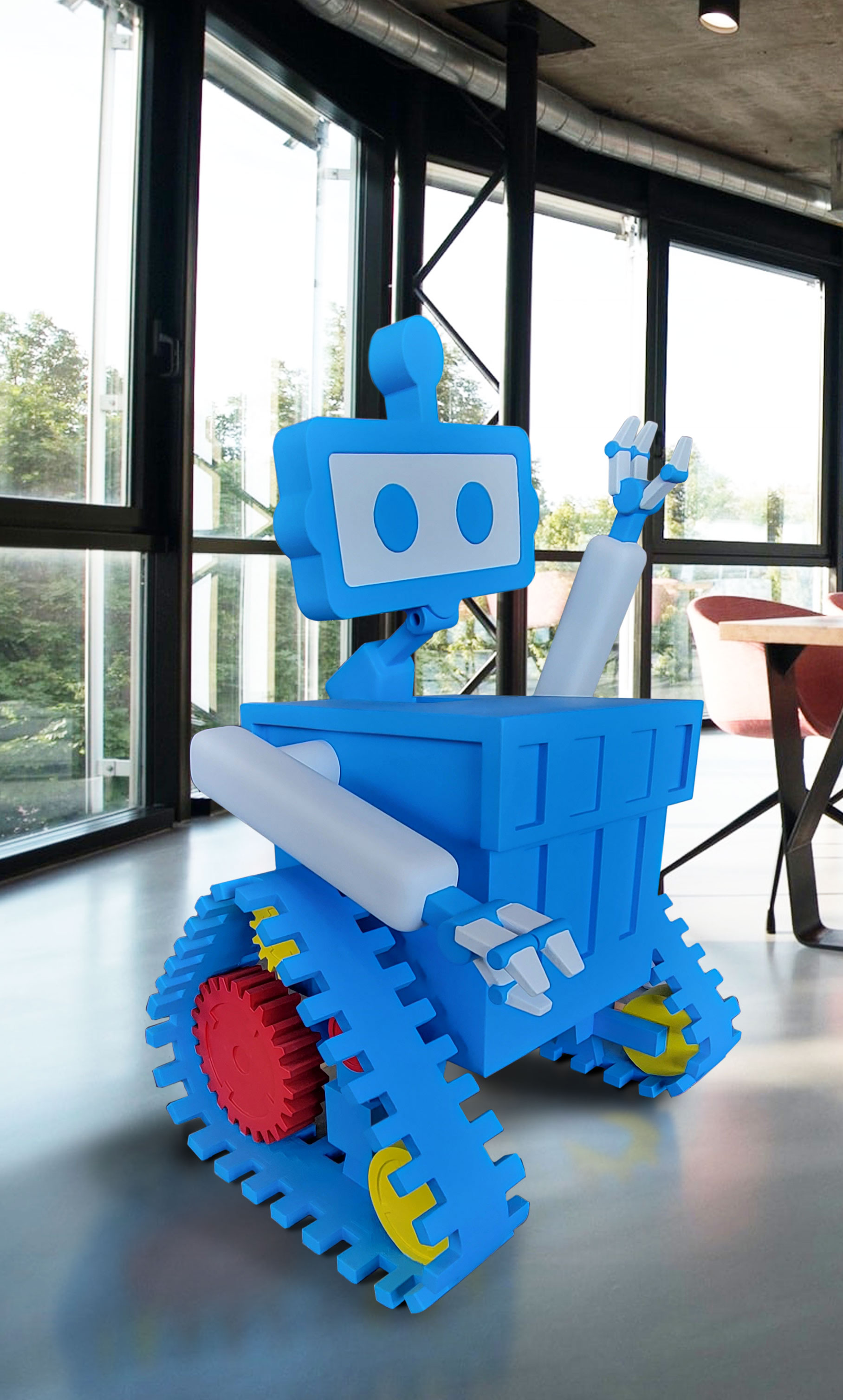 Jobot Company 3' Tall 3D Printed Mascot shown as a finished WhiteClouds project.
