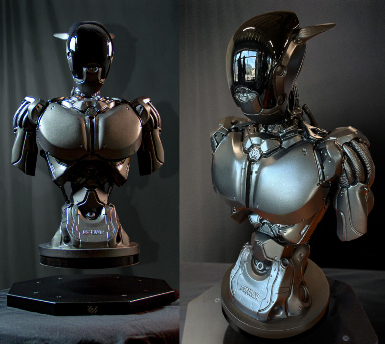 Axelar Levitating Robot Company Mascot Statue