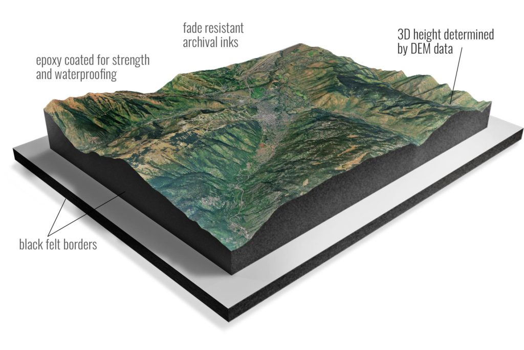 3D topography raised-relief ready-made satellite map details