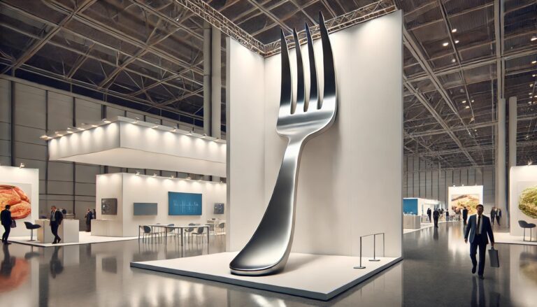 Playful oversized fork event display concept