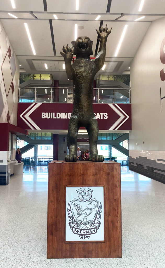 Sherman High School Bearcat Mascot statue 3D-printed
