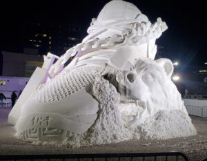 shoe snow sculpture