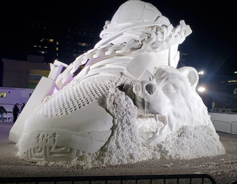 shoe snow sculpture