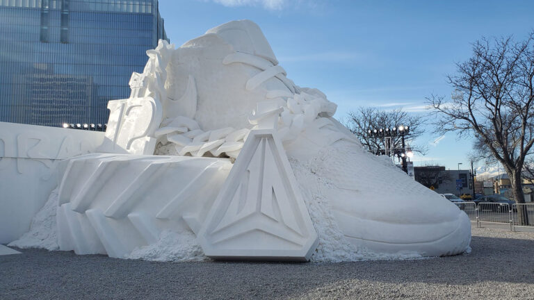 shoe snow sculpture