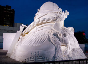 Nike Mt. 12skii Ja Morant shoe snow sculpture made of foam Night