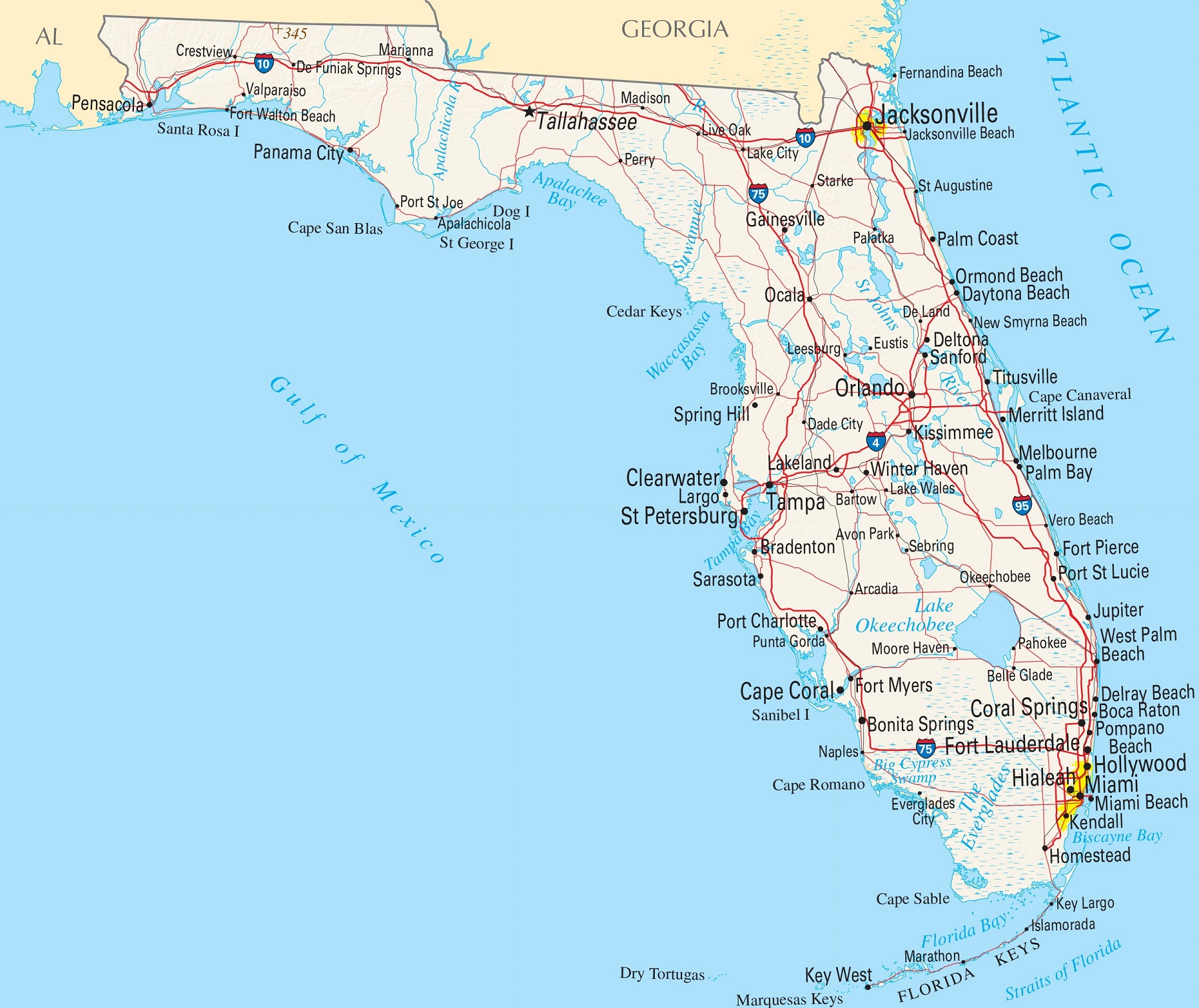 Folded Maps: Miami, Fort Lauderdale, and West Palm Beach Regional Map