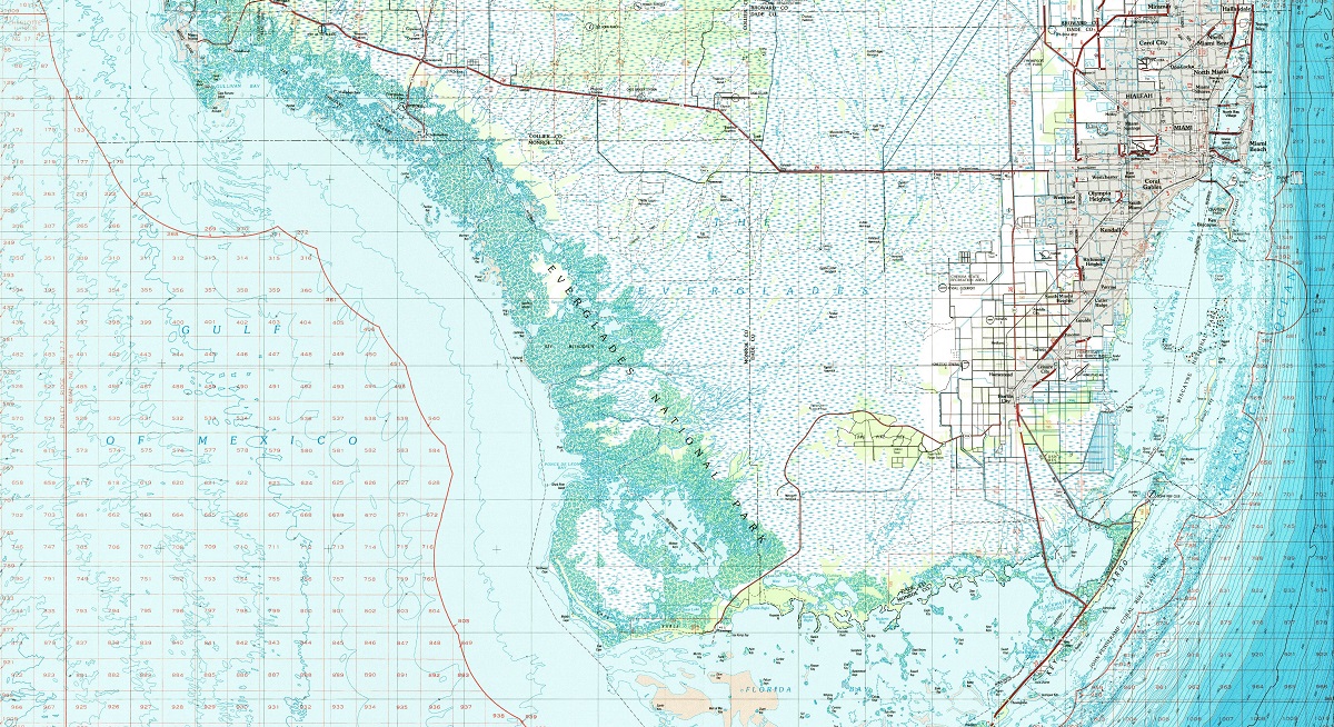 Florida Maps-USGS-Miami Florida Map 1988