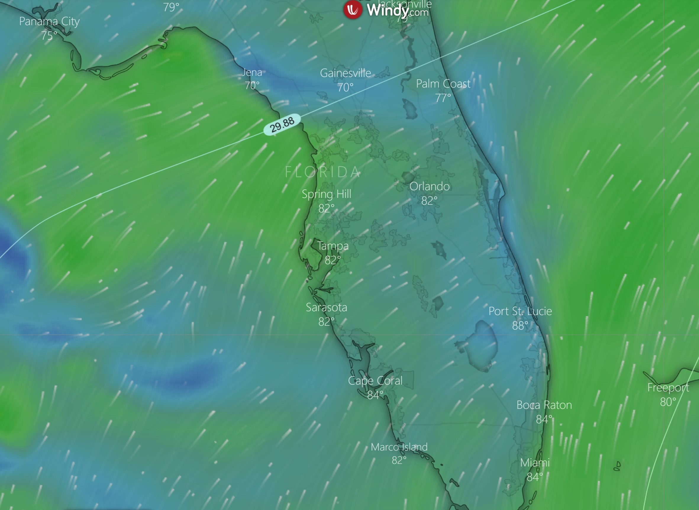 Florida Maps-Weather-Wind