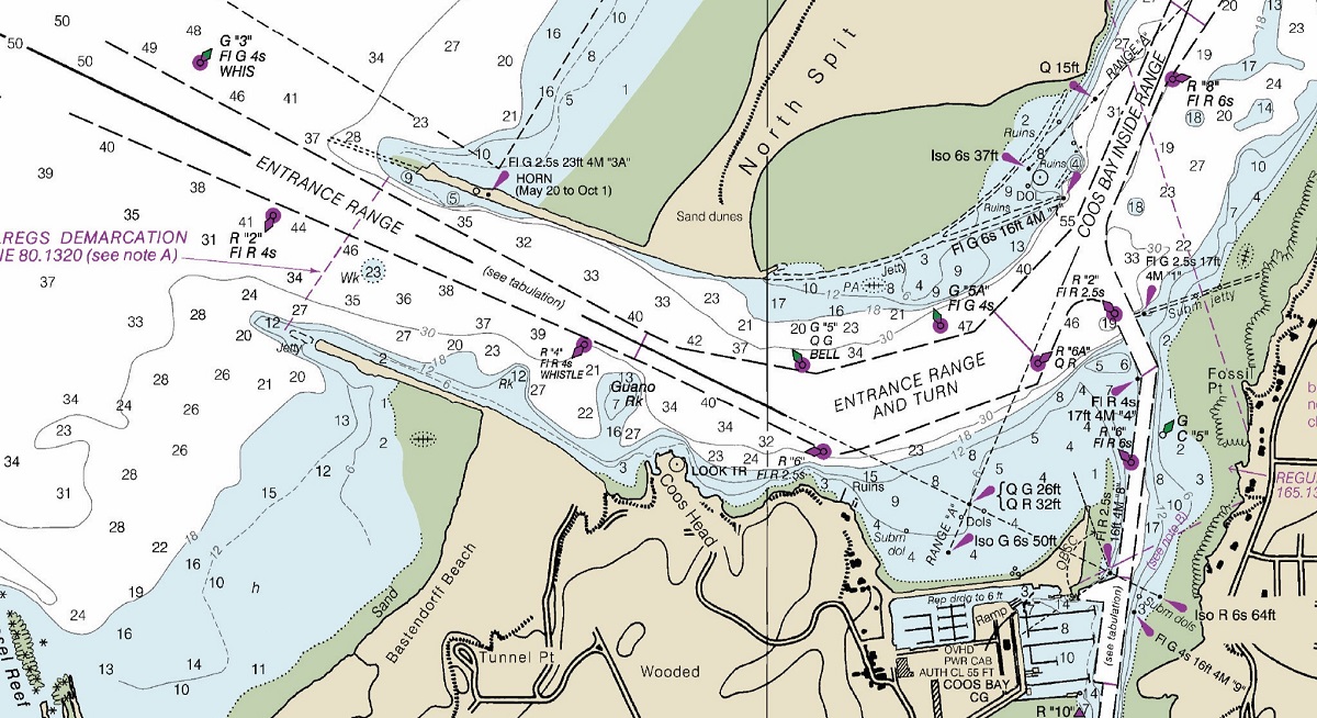 Nautical Maps-Closeup Showing Fathoms