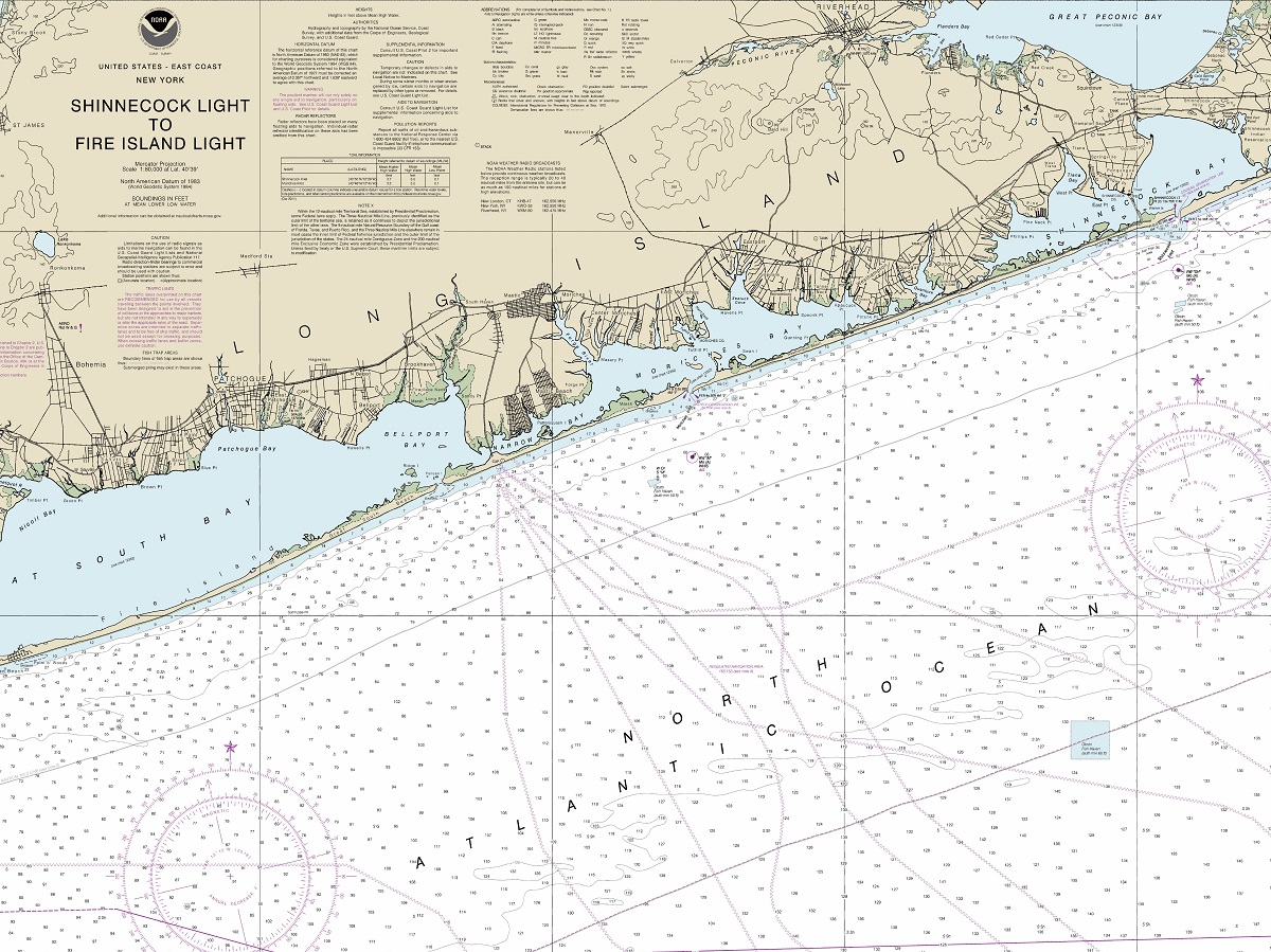 Nautical Maps-Coastal Chart-Long Island