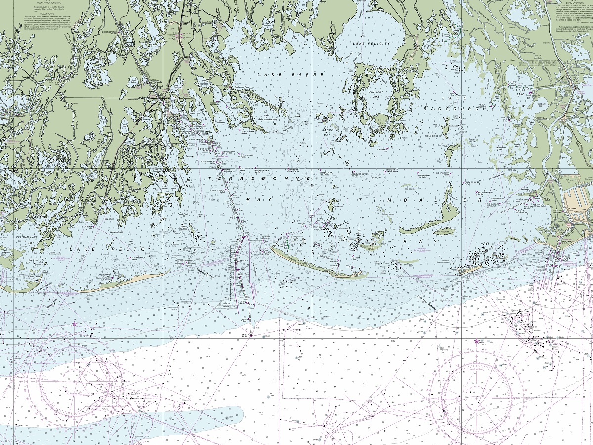 Nautical Maps-Coastal Chart-Timbalier Bay