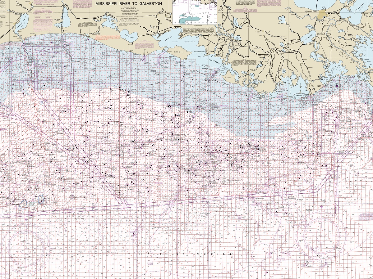 Nautical Maps-General Chart-Mississippi River to Galveston