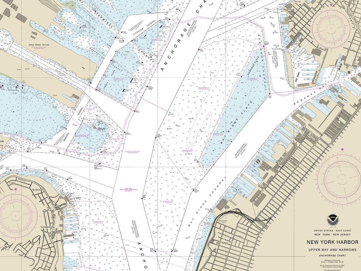 Nautical Maps-Harbor Chart-New York Harbor