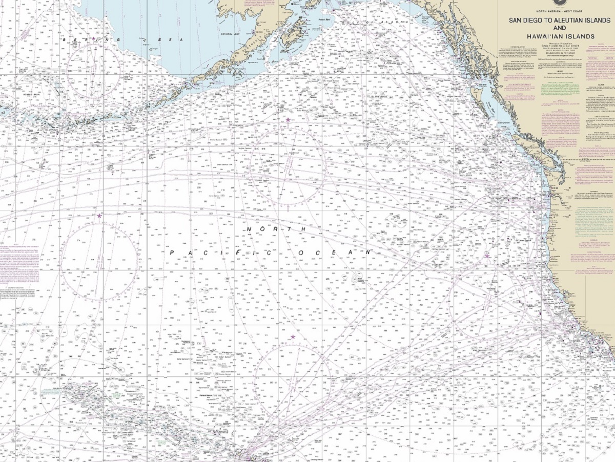 Nautical Maps-Sailing Chart-San Diego to Hawaii 