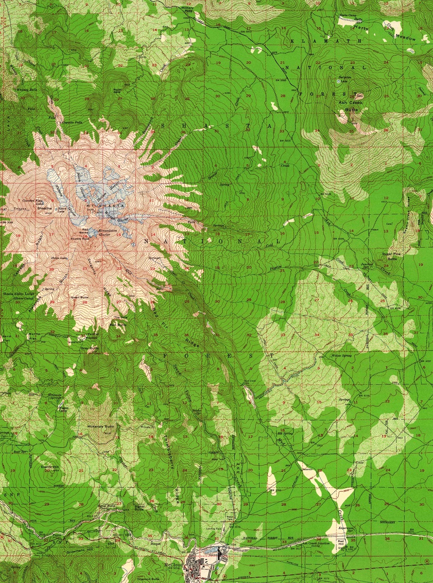 USGS Historical Maps - Mount Shasta 1954