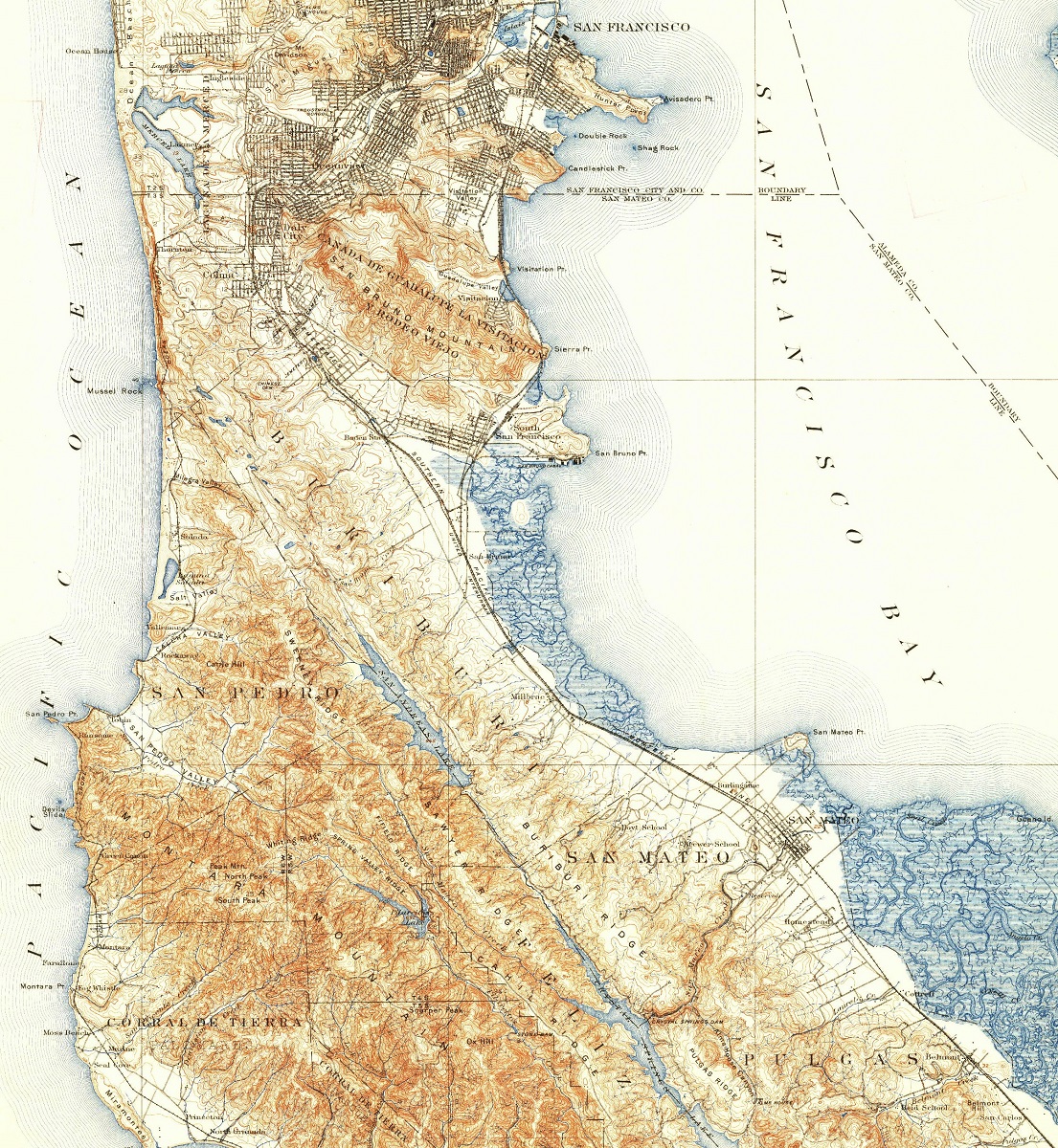 USGS Historical Maps - San Mateo, California 1915