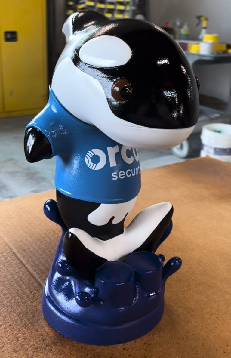 Completed Orca whale company mascot miniature maquette