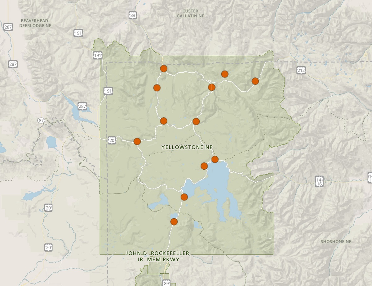 Yellowstone Maps-Campgrounds
