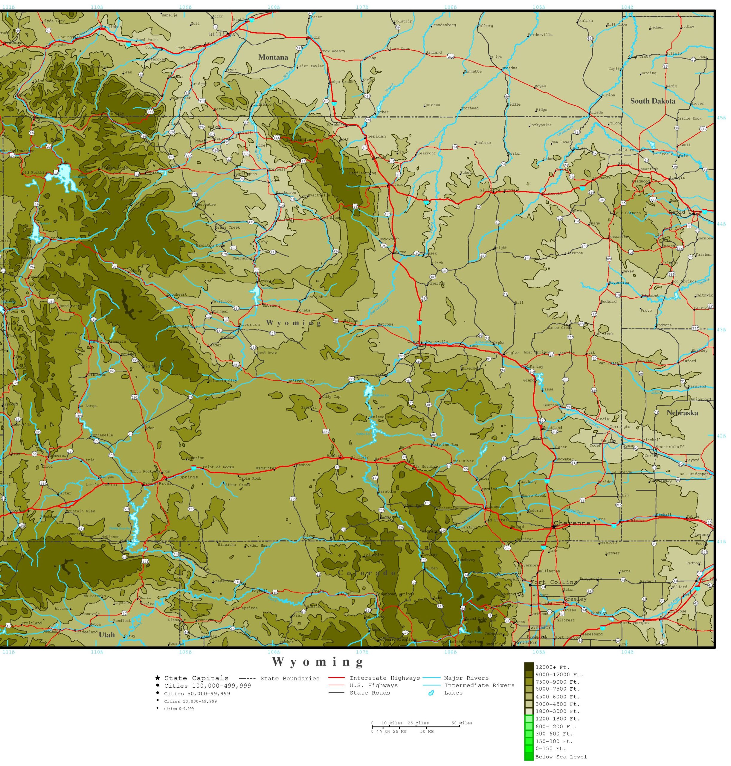 Yellowstone Elevation Maps-Wyoming