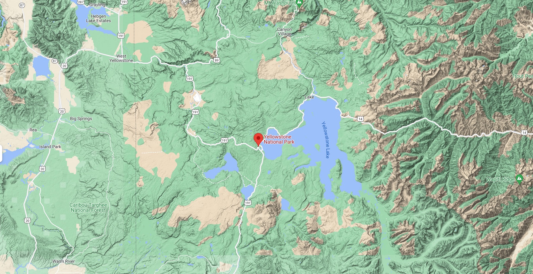 Yellowstone Maps-Terrain