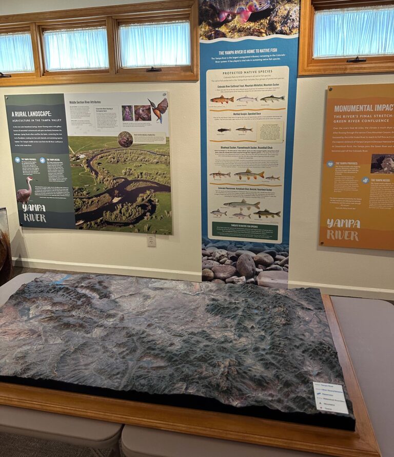 3D topographical map of the Yampa River Basin in Colorado, showing the basin’s terrain, waterways, and surrounding landscape.