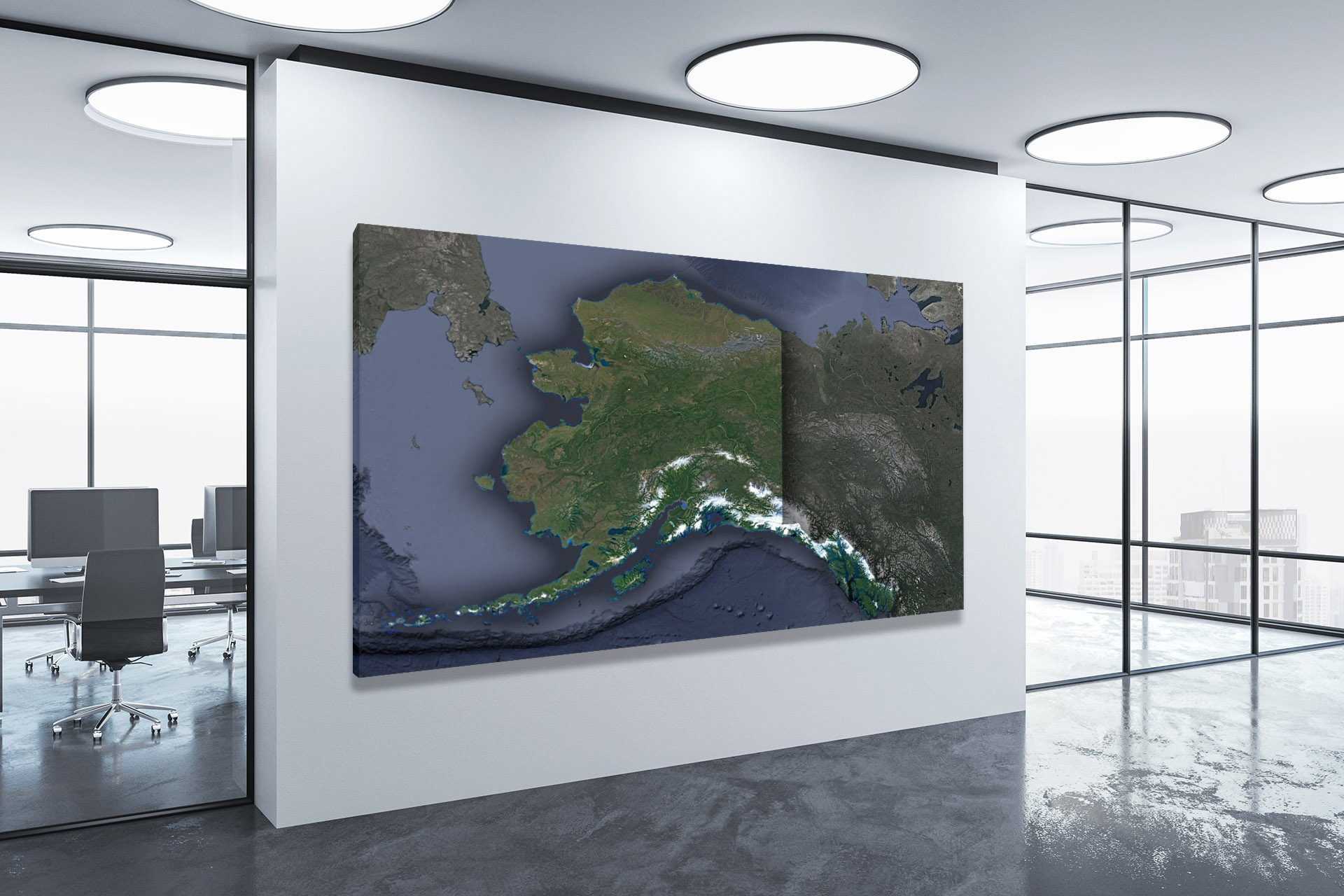 Alaska Satellite Wall Map