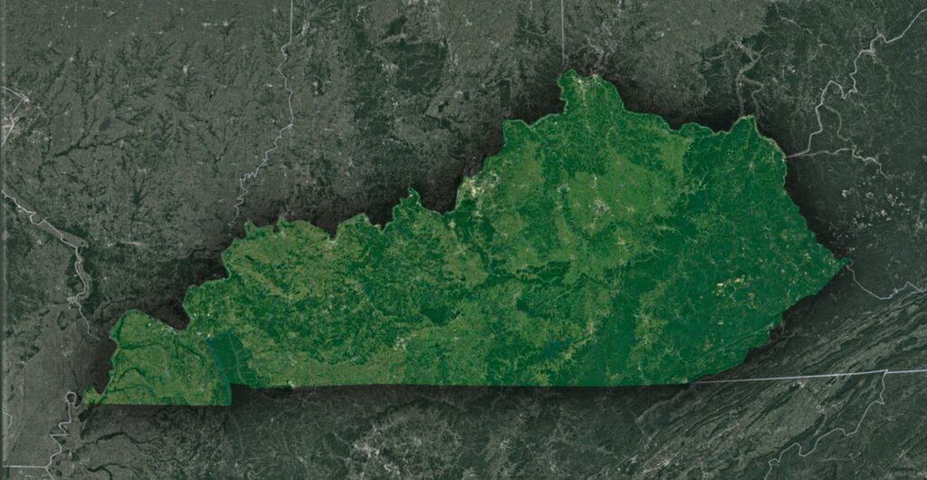 Satellite Map of Kentucky - WhiteClouds