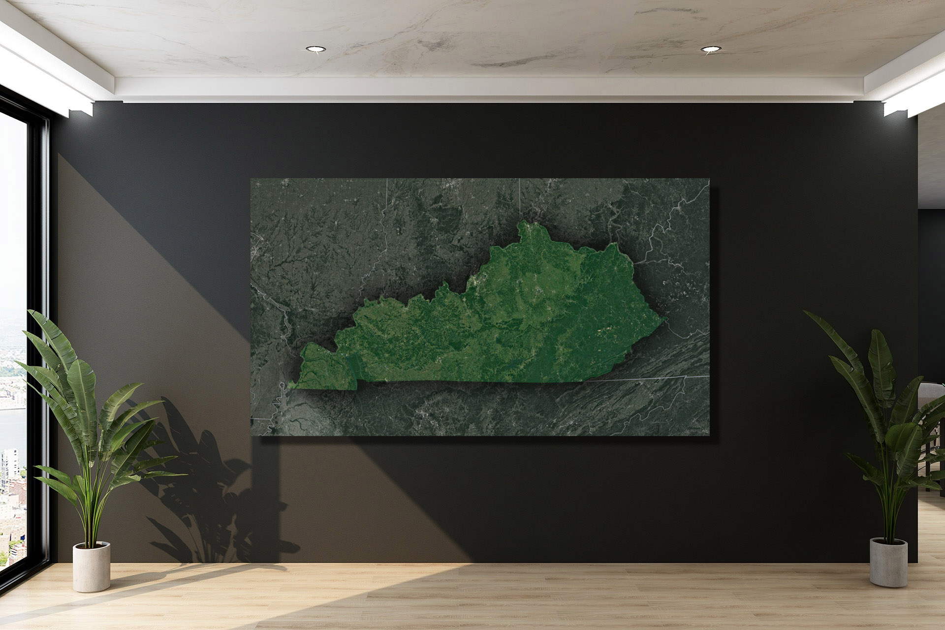 Satellite Wall Map of Kentucky