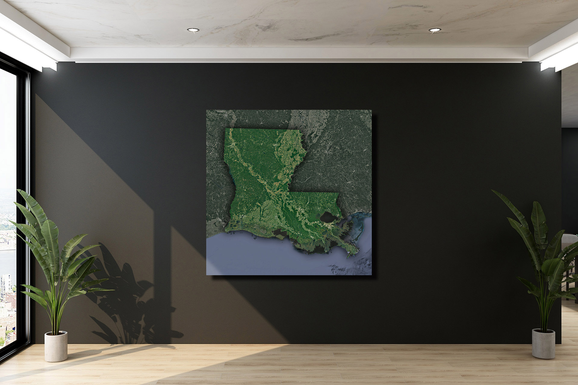 Satellite Wall Map of Louisiana