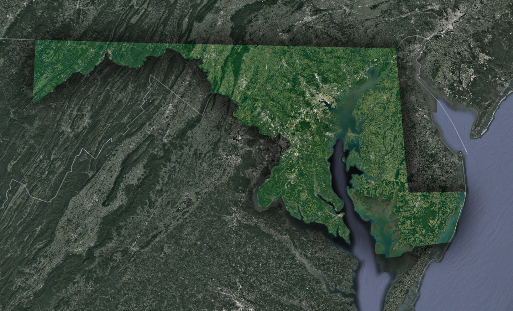 Satellite Map of Maryland