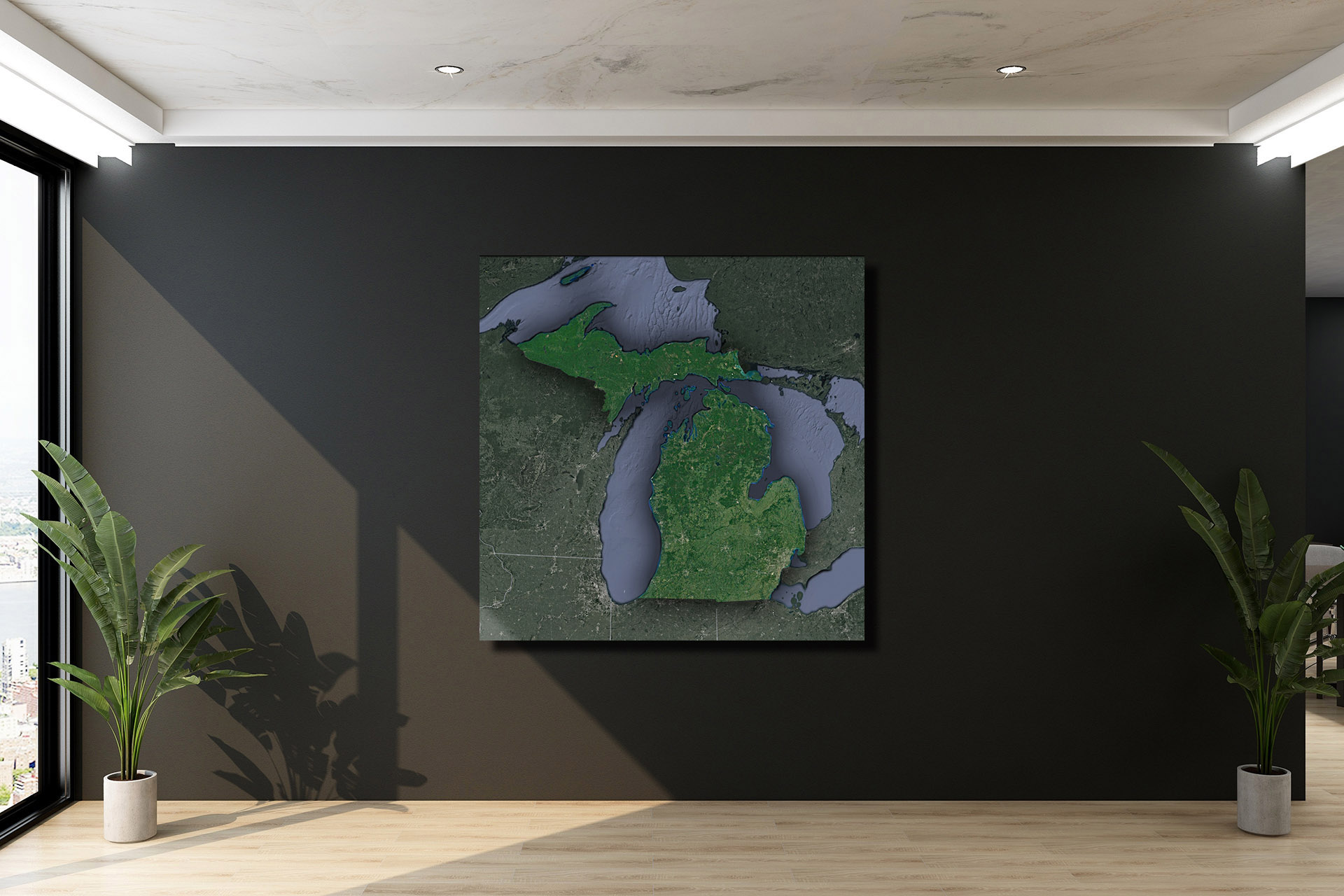 Michigan Satellite Wall Map