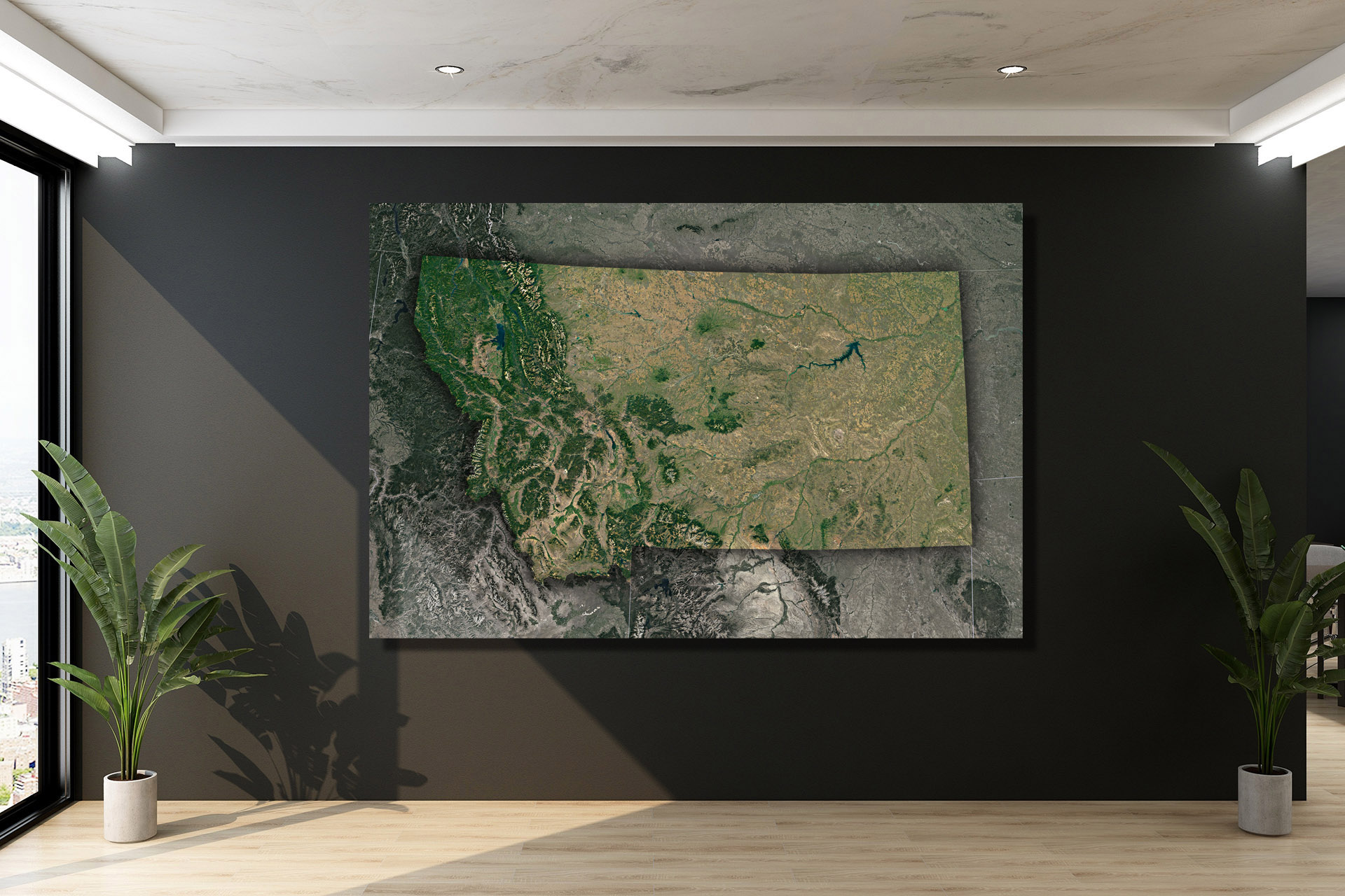 Satellite Wall Map of Montana