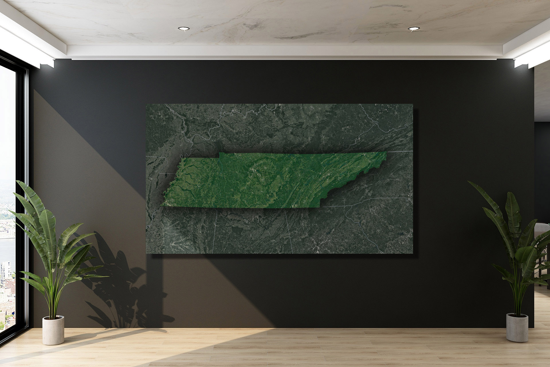 Satellite Wall Map of Tennessee